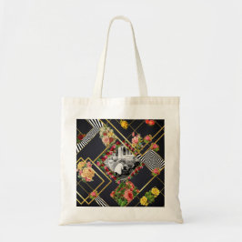  collage Retro met kant en bloemen Tote Bag