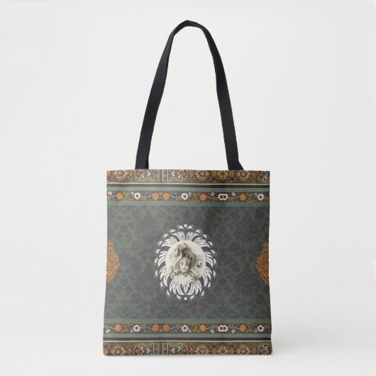 collage Retro met kant en bloemen Tote Bag (Voorkant)
