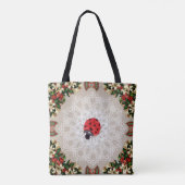  collage Retro met kant en bloemen Tote Bag (Achterkant)