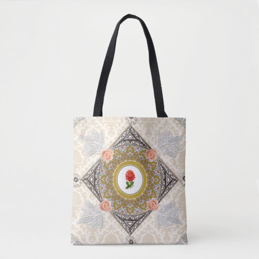  collage Retro met kant en bloemen Tote Bag (Voorkant)