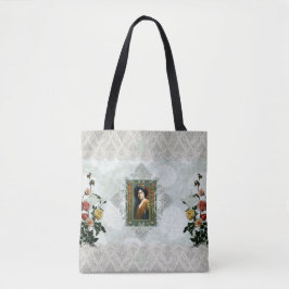  collage Retro met kant en bloemen Tote Bag