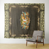  collage Retro met kant en bloemen Wandkleed (In Situ (horizontaal))