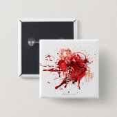 Collage rode lantaarnkorps vierkante button 5,1 cm (Voorkant /achterkant)