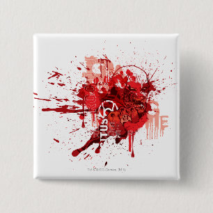 Collage rode lantaarnkorps vierkante button 5,1 cm