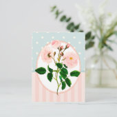  collage roze roze botanische druk briefkaart (Staand voorkant)