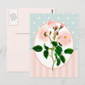  collage roze roze botanische druk briefkaart (Voorkant / Achterkant)