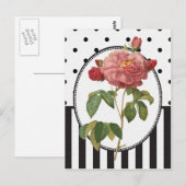  collage roze roze botanische druk briefkaart (Voorkant / Achterkant)