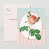 collage roze roze botanische druk briefkaart (Voorkant / Achterkant)