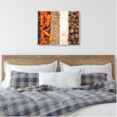 Collage set specerijen en voedselingrediënten canvas afdruk (Insitu (Slaapkamer))