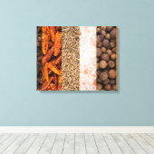 Collage set specerijen en voedselingrediënten canvas afdruk (Insitu (Houten vloer))