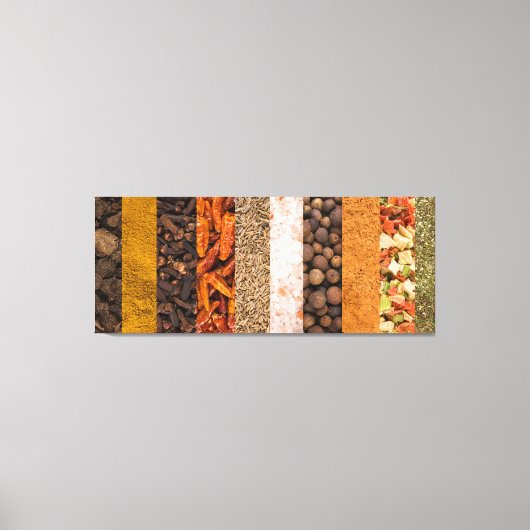 Collage set specerijen en voedselingrediënten canvas afdruk (Voorkant)