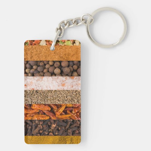 Collage set specerijen en voedselingrediënten sleutelhanger (achterkant)