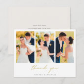 Collage Simple Elegant Modern Gold Wedding Bedankkaart (Voorkant / Achterkant)