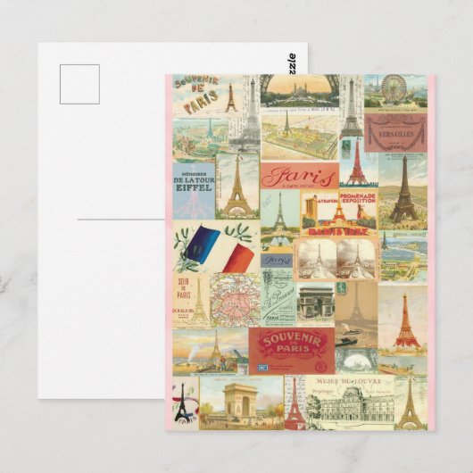 Collage souvenirs de Paris Briefkaart (Voorkant / Achterkant)