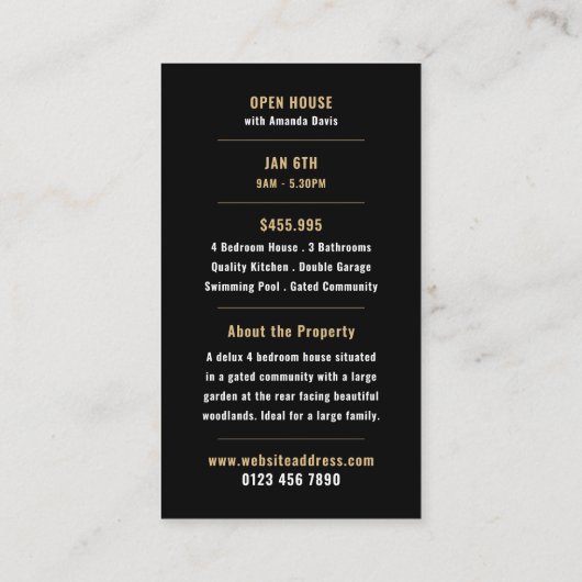 Collage Style Realtor Open Huis Adverteren Kaarten Visitekaartje (Achterkant)