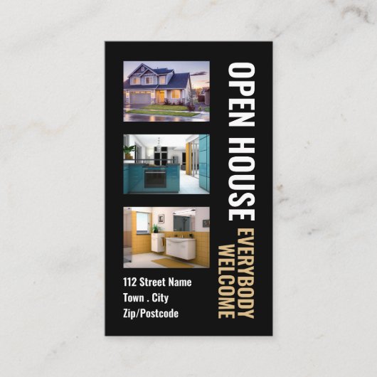 Collage Style Realtor Open Huis Adverteren Kaarten Visitekaartje (Voorkant)