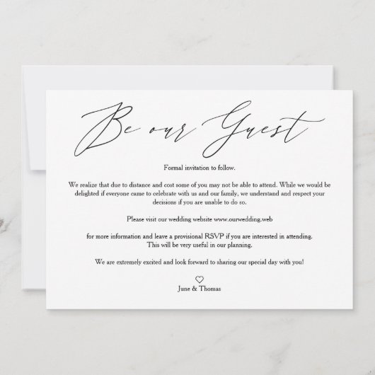 Collage Three Photos Be Our Guest Romantic Wedding Save The Date (Achterkant)