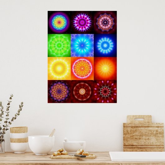 Collage van 12 Mandalas Poster (Keuken)