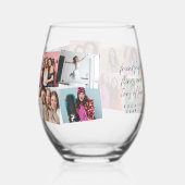 Collage van 14 foto's leuke aangepaste tekst wijnglas zonder voet (Achterkant)