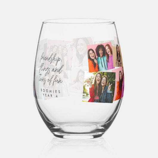 Collage van 14 foto's leuke aangepaste tekst wijnglas zonder voet (Rechts)