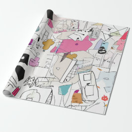 collage van abstracte Waterverf Cadeaupapier