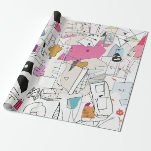 collage van abstracte Waterverf Cadeaupapier