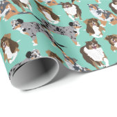 Collage van Aussies Australian Shepherd Dogs Cadeaupapier (Rol Hoek)