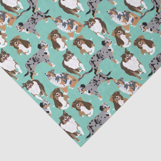 Collage van Aussies Australian Shepherd Dogs Tissuepapier (Detail)