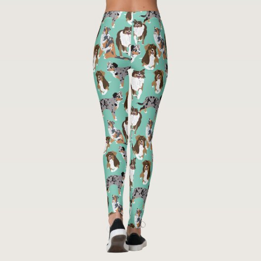 Collage van Australische herders Aussie Honden Leggings (Achterkant)