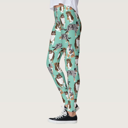 Collage van Australische herders Aussie Honden Leggings (Links)