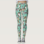 Collage van Australische herders Aussie Honden Leggings<br><div class="desc">Een assortiment van schattige Aussies versieren deze leggings. Deze collage met realistische stijlillustraties van Australische herdershonden is geplaatst tegen een mintgroene achtergrond.</div>