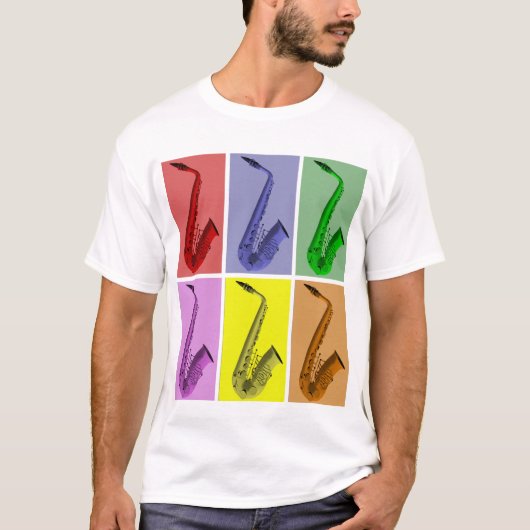 Collage van Colorful Saxophones Music T Shirt (Voorkant)