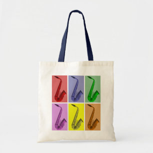Collage van Colorful Saxophones Pattern-Tas Tote Bag