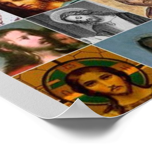  collage van de Heilige Jezus krist onze redder Poster (Hoek)