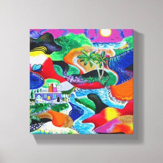 Collage van de Tropische Caraïben Puerto Rico Canvas Afdruk (Voorkant)