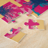 Collage van een vrouw met levendige bloemen legpuzzel (Zijkant)