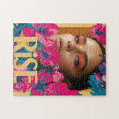 Collage van een vrouw met levendige bloemen legpuzzel (Horizontaal)