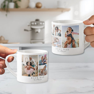 Collage van familiefoto's van vader espresso kop