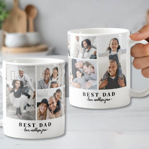 Collage van familiefoto's van vader koffiemok