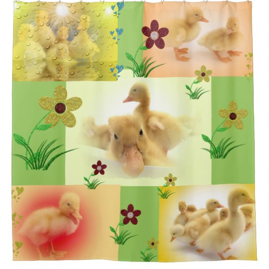 collage van foto's van cute eenden douchegordijn (Voorkant)