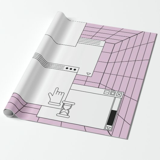 Collage van gebruikersinterfaceelementen. Cyberpun Cadeaupapier (Uitgerold)