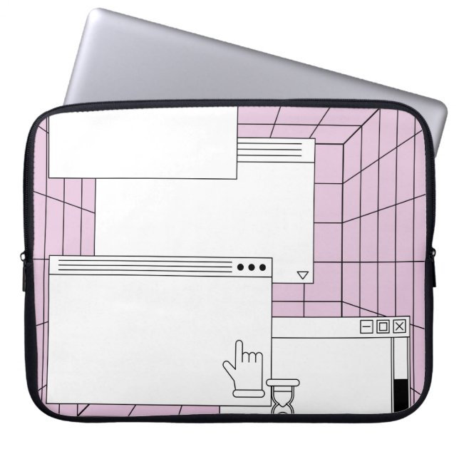 Collage van gebruikersinterfaceelementen. Cyberpun Laptop Sleeve (Voorkant)