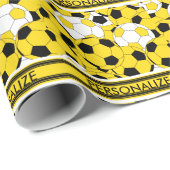 Collage van geel Voetbal Cadeaupapier (Rol Hoek)