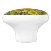 Collage van gele zonnebloemen in de zomer; keramische knop (Zijkant)