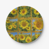 Collage van gele zonnebloemen in de zomer papieren bordje (Voorkant)