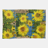 Collage van gele zonnebloemen in de zomer; theedoek (Horizontaal)
