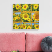 Collage van gele zonnebloemen in de zomer, vrolijk canvas afdruk (Insitu (Woonkamer))