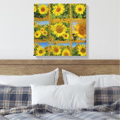 Collage van gele zonnebloemen in de zomer, vrolijk canvas afdruk (Insitu (Slaapkamer))