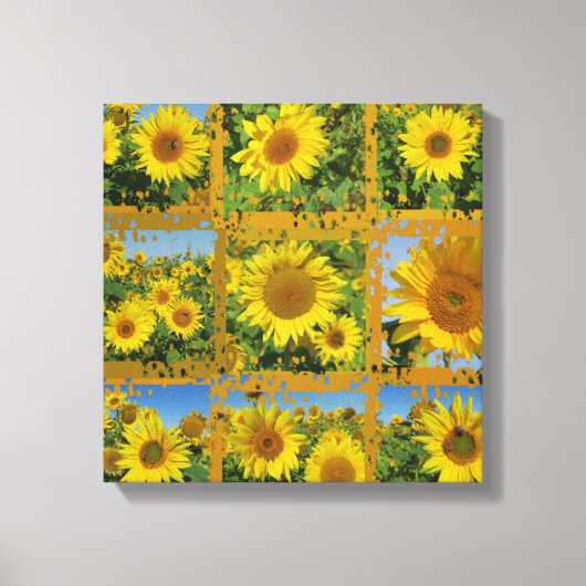 Collage van gele zonnebloemen in de zomer, vrolijk canvas afdruk (Voorkant)