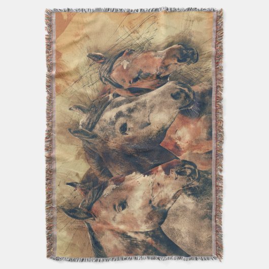 Collage van geverfde paarden deken (Voorkant Verticaal)